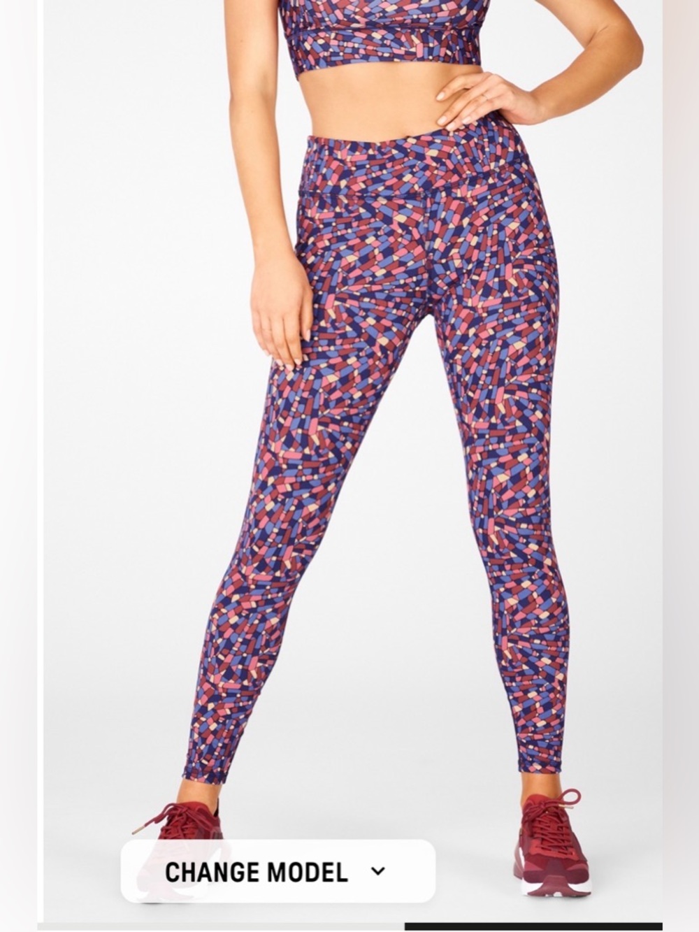 Fabletics Navy Crystalline Workout Set Leggings And Sports Bra Size Large